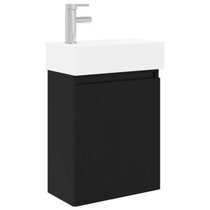 vidaXL Meuble de salle de bain avec robinet Noir 45,5 x 22,5 x 84 cm