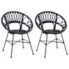 vidaXL Chaise de salle &agrave; manger 2 pc Rotin et m&eacute;tal Noir