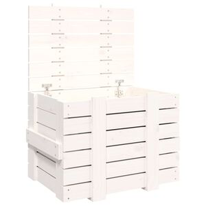 vidaXL Bo&icirc;te de rangement Blanc 58x40,5x42 cm Bois massif de pin