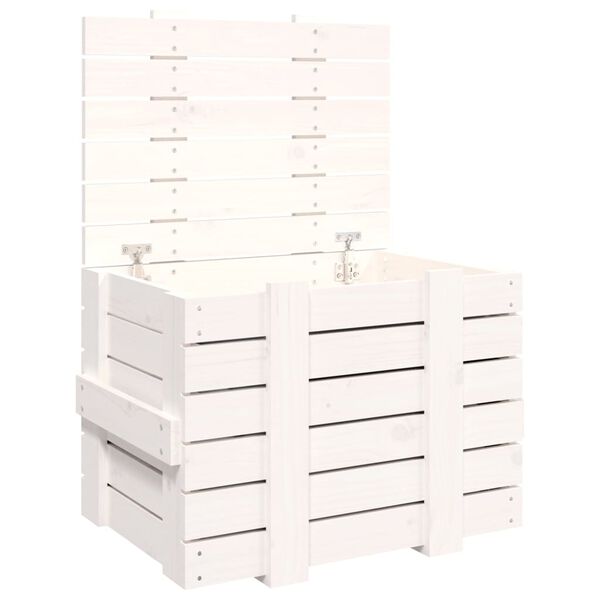 vidaXL Bo&icirc;te de rangement Blanc 58x40,5x42 cm Bois massif de pin
