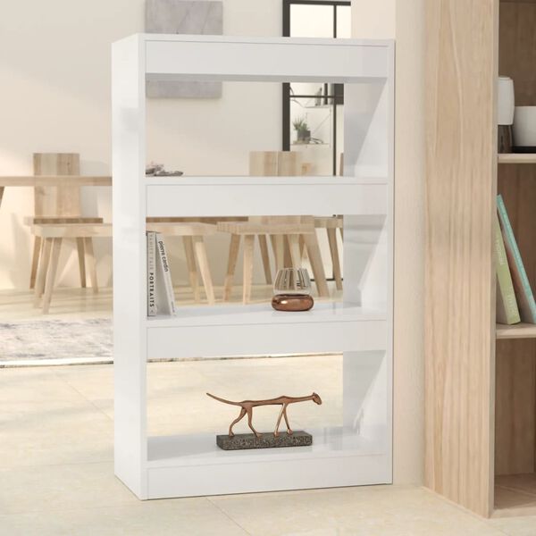vidaXL Biblioth&egrave;que/s&eacute;parateur de pi&egrave;ce blanc brillant bois ing&eacute;nierie
