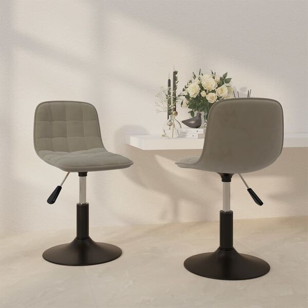 vidaXL Chaises pivotantes &agrave; manger lot de 2 gris clair velours