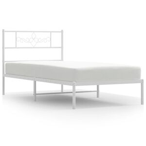 vidaXL Cadre de lit m&eacute;tal sans matelas avec t&ecirc;te de lit blanc 90x190cm
