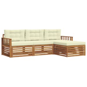 vidaXL Ensemble de canap&eacute;s d'ext&eacute;rieur 4 pc Naturel et Cr&egrave;me