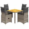 vidaXL Ensemble de bistro de jardin 5 pcs coussins gris poly rotin