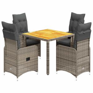 vidaXL Ensemble de bistro de jardin 5 pcs coussins gris poly rotin