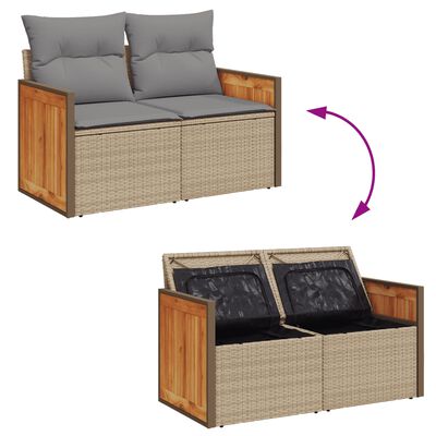 vidaXL Salon de jardin avec coussins 7 pcs beige résine tressée