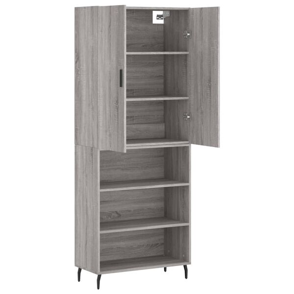 vidaXL Buffet haut Sonoma gris 69,5x34x180 cm Bois d'ing&eacute;nierie