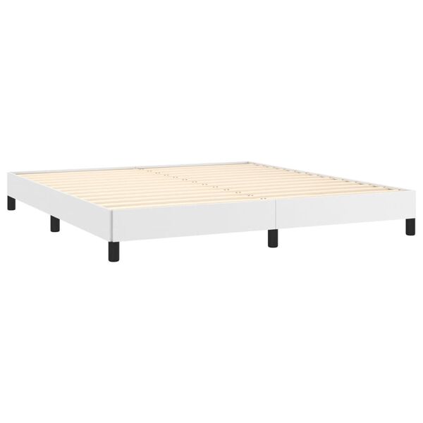 vidaXL Sommier &agrave; lattes de lit avec matelas Blanc 180x200cm Similicuir