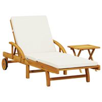 vidaXL Chaise longue avec coussin et table bois d'acacia massif