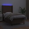 vidaXL Sommier &agrave; lattes de lit matelas LED Marron 90x190 cm Similicuir