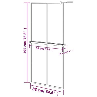 vidaXL Paroi de douche avec étagère Noir 90x195 cm Verre ESG&Aluminium