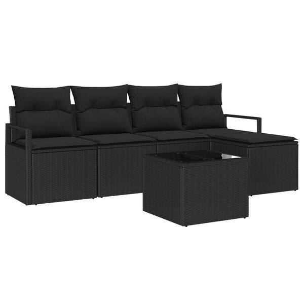 vidaXL Ensemble de Canap&eacute;s avec coussin 6 pcs Noir polyrotin