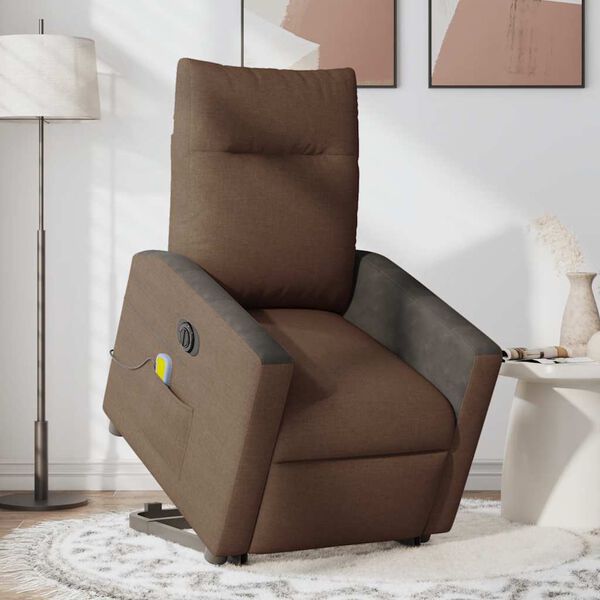 vidaXL Fauteuil inclinable de massage &eacute;lectrique Marron Tissu