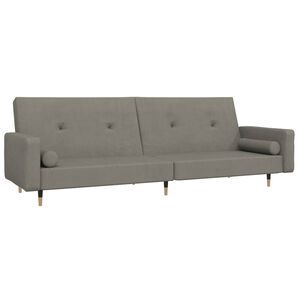 vidaXL Canap&eacute;-lit &agrave; 2 places avec deux oreillers Gris clair Velours