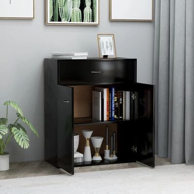 vidaXL Buffet noir 60x30x75 cm bois d'ingénierie