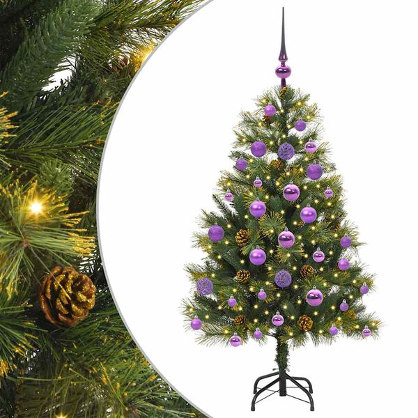 vidaXL Sapin de No&euml;l artificiel avec branches pliables et c&ocirc;nes 120 cm