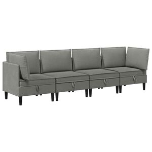 vidaXL Ensemble de meubles pour le salon 4 pcs Gris fonc&eacute; Tissu