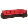 vidaXL Ensemble de canap&eacute; de jardin 6 pcs avec coussins marron r&eacute;sine tress&eacute;e