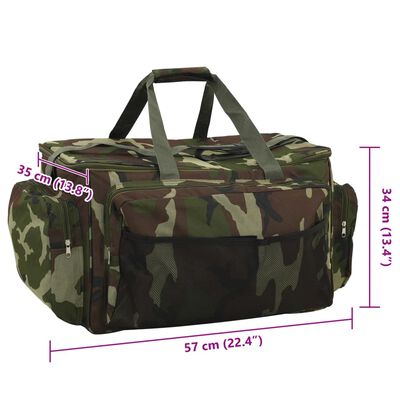 vidaXL Sac de pêche imperméable vert camouflage tissu oxford