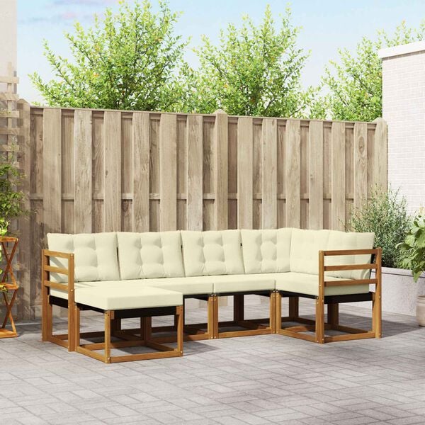 vidaXL Ensemble de canap&eacute;s d'ext&eacute;rieur 6 pcs Naturel et Cr&egrave;me