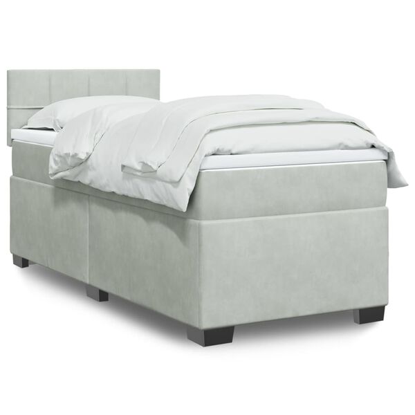 vidaXL Sommier à lattes de lit et matelas Gris clair 90x190 cm Velours