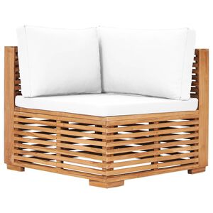 vidaXL Canap&eacute; d'angle de jardin avec coussin cr&egrave;me Bois de teck solide