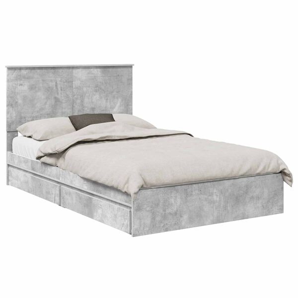 vidaXL Lit de Rangement Gris b&eacute;ton 135 x 190 cm Bois d'ing&eacute;nierie