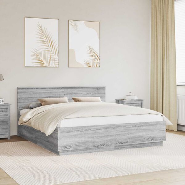 vidaXL Cadre de lit Sonoma gris 180 x 200 cm Bois d'ing&eacute;nierie