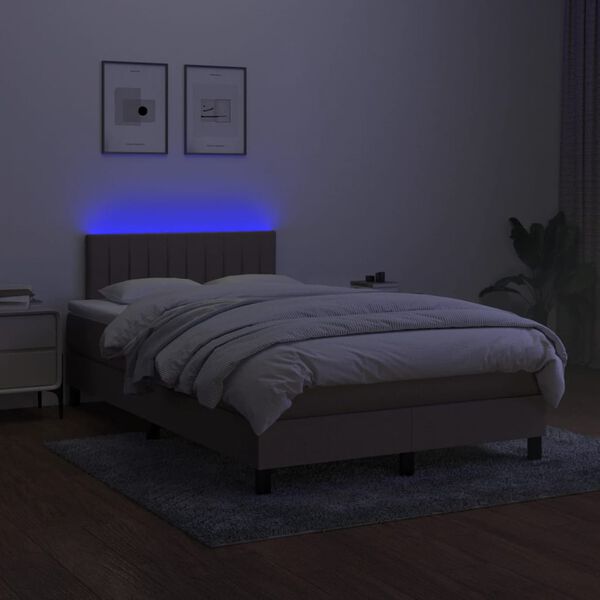 vidaXL Sommier &agrave; lattes de lit matelas et LED taupe 120x190 cm tissu