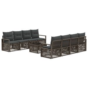 vidaXL Ensemble de canap&eacute; de jardin 9 pc Gris polyrotin