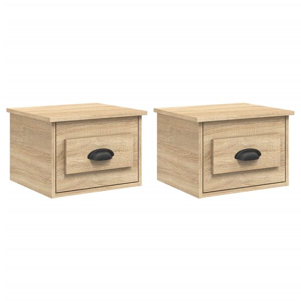 vidaXL Tables de chevet murales 2 pcs ch&ecirc;ne sonoma 41,5x36x28 cm