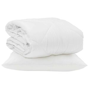 vidaXL Duvet d'&eacute;t&eacute; simple avec oreiller 2 pcs Blanc Microfibre
