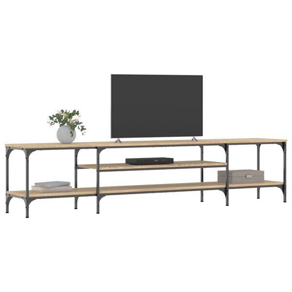 vidaXL Meuble TV ch&ecirc;ne sonoma 201x35x45 cm bois d'ing&eacute;nierie et fer