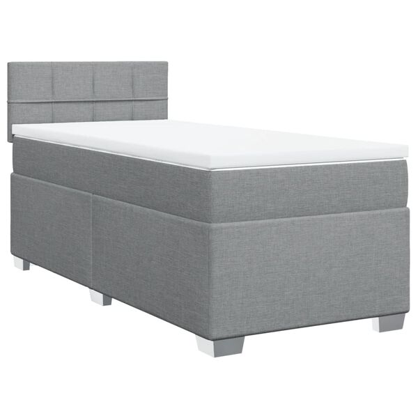 vidaXL Sommier &agrave; lattes de lit avec matelas gris clair 80x200 cm tissu