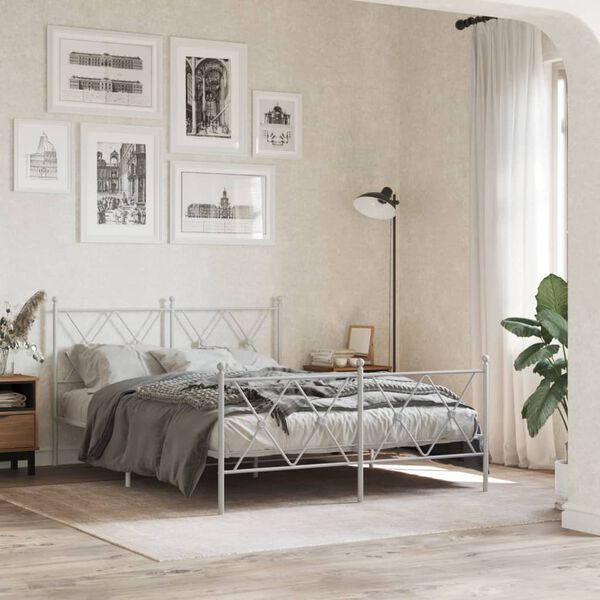 vidaXL T&ecirc;te de lit m&eacute;tal blanc 137 cm