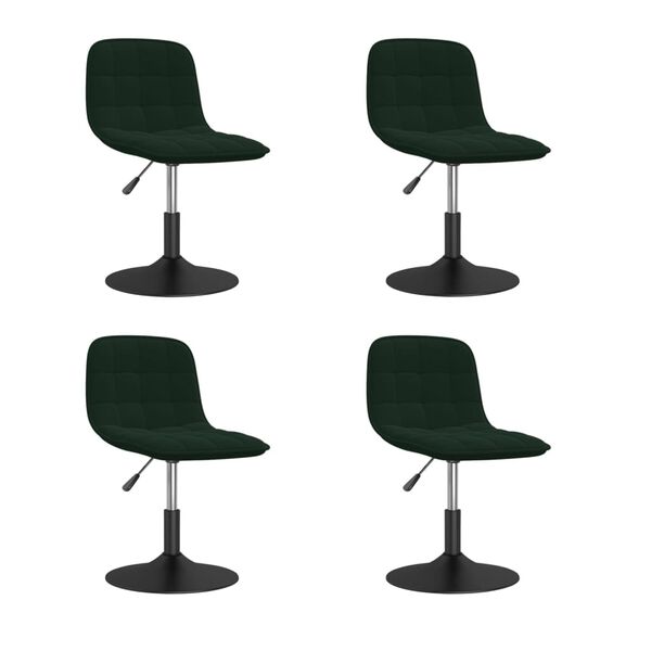 vidaXL Chaises pivotantes &agrave; manger lot de 4 vert fonc&eacute; velours