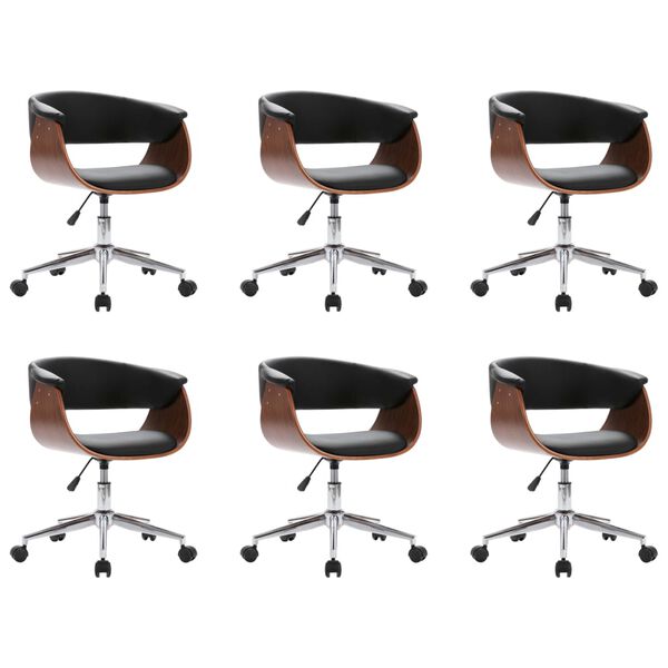 vidaXL Chaises pivotantes à manger lot de 6 noir similicuir
