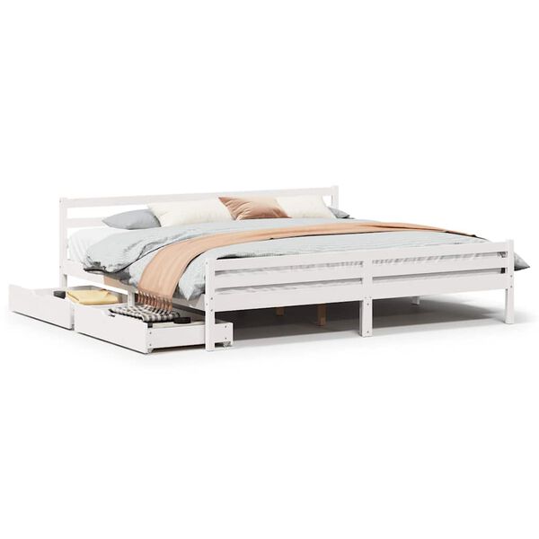 vidaXL Cadre de lit sans matelas blanc 200x200 cm bois massif de pin