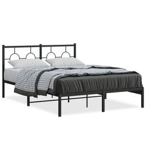 vidaXL Cadre de lit m&eacute;tal sans matelas avec t&ecirc;te de lit noir 140x190cm