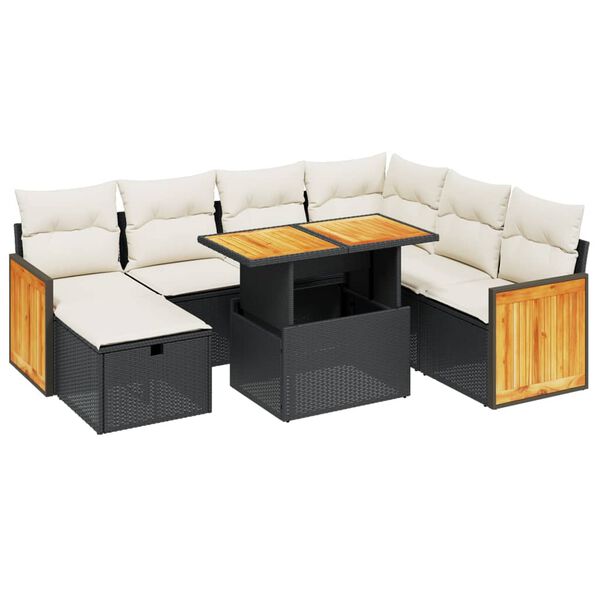 vidaXL Salon de jardin 8 pcs avec coussins noir r&eacute;sine tress&eacute;e