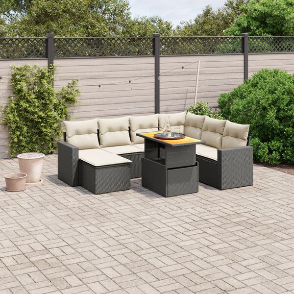 vidaXL Salon de jardin 8 pcs avec coussins noir r&eacute;sine tress&eacute;e