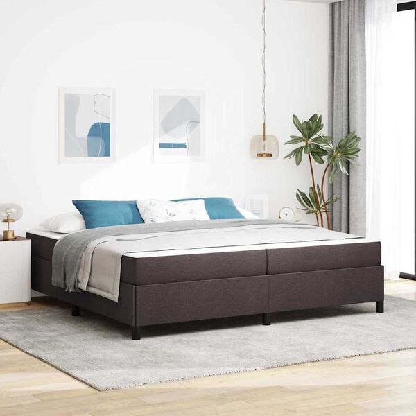 vidaXL Lit &agrave; ressorts avec matelas Marron fonc&eacute; 200 x 200 cm tissu