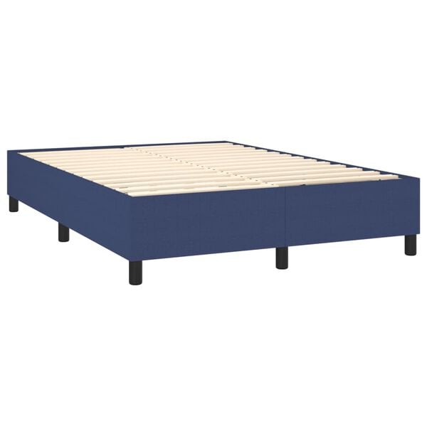 vidaXL Sommier &agrave; lattes de lit avec matelas Bleu 140x200 cm Tissu