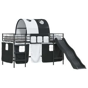 vidaXL Lit mezzanine pour enfants Noir 90 x 200 cm M&eacute;tал