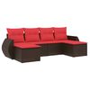 vidaXL Ensemble de canap&eacute; de jardin 6 pcs avec coussins marron r&eacute;sine tress&eacute;e