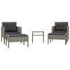 vidaXL Salon de jardin 5 pcs avec coussins Gris R&eacute;sine tress&eacute;e
