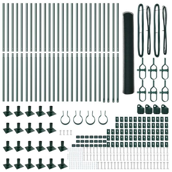 vidaXL Clôture avec poteaux Vert 1.2 x 50 m Acier recouvert de PVC