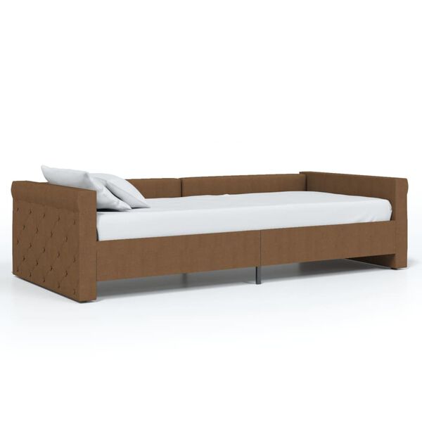 vidaXL Lit avec &eacute;clairage USB Marron Tissu 90x200 cm