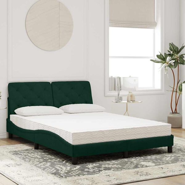 vidaXL Lit avec matelas vert fonc&eacute; 120x200 cm velours
